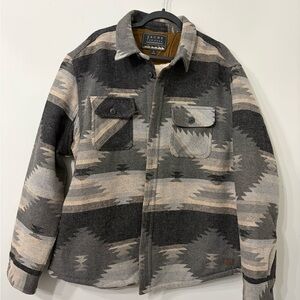 Jachs Men’s Patterned Wool-Blend Shacket Jacket - Gray/Tan